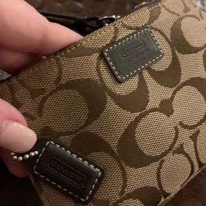 Coach Brown Logo Wristlet - Authentic